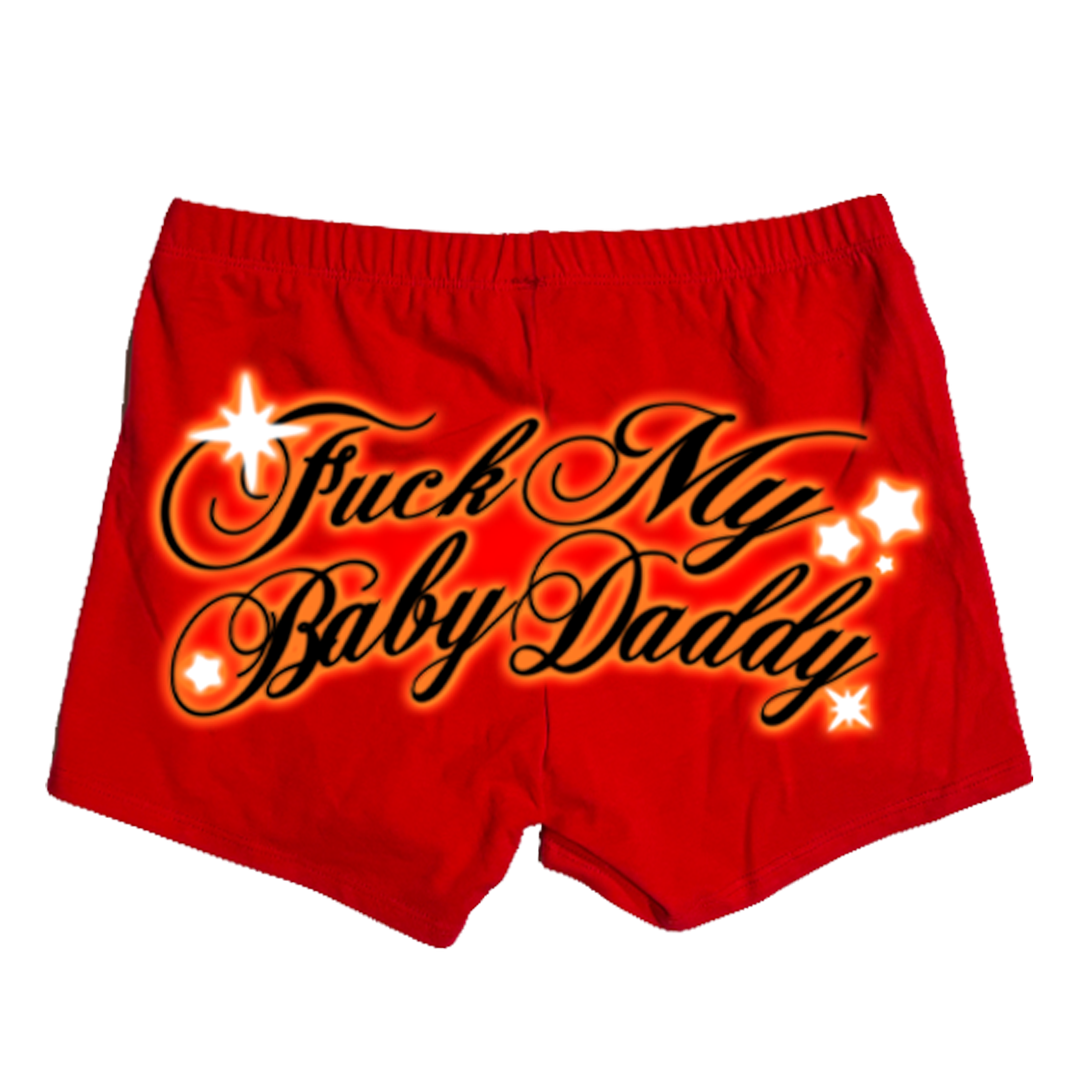 F*CK MY BABY DADDY BOOTY SHORTS RED - SHORTS