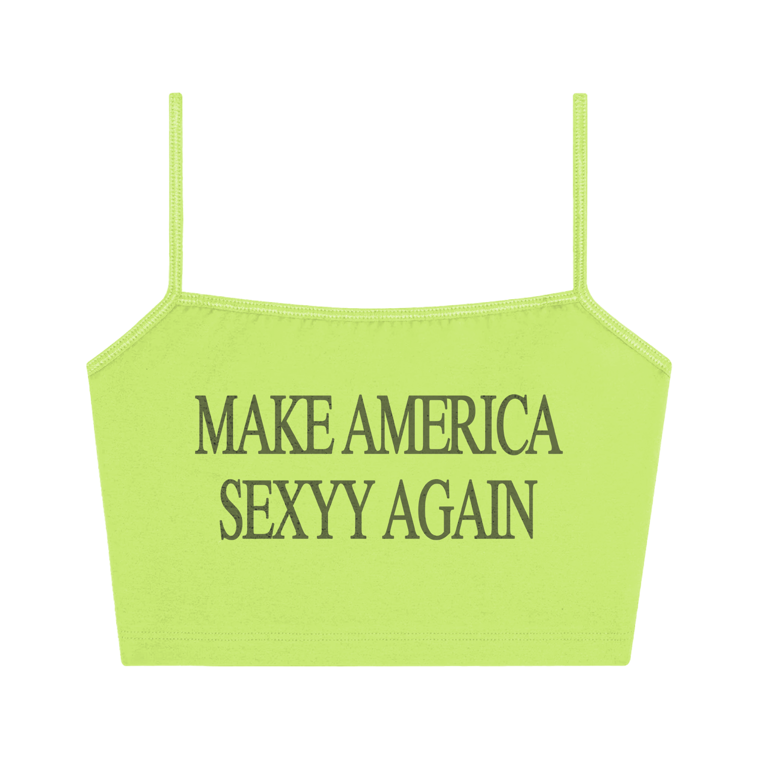 MAKE AMERICA SEXYY AGAIN SPAGHETTI CROPPED TANK LIME GREEN - TANK