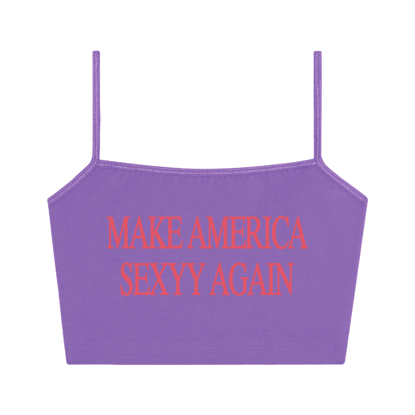 MAKE AMERICA SEXYY AGAIN SPAGHETTI CROPPED TANK PURPLE - TANK