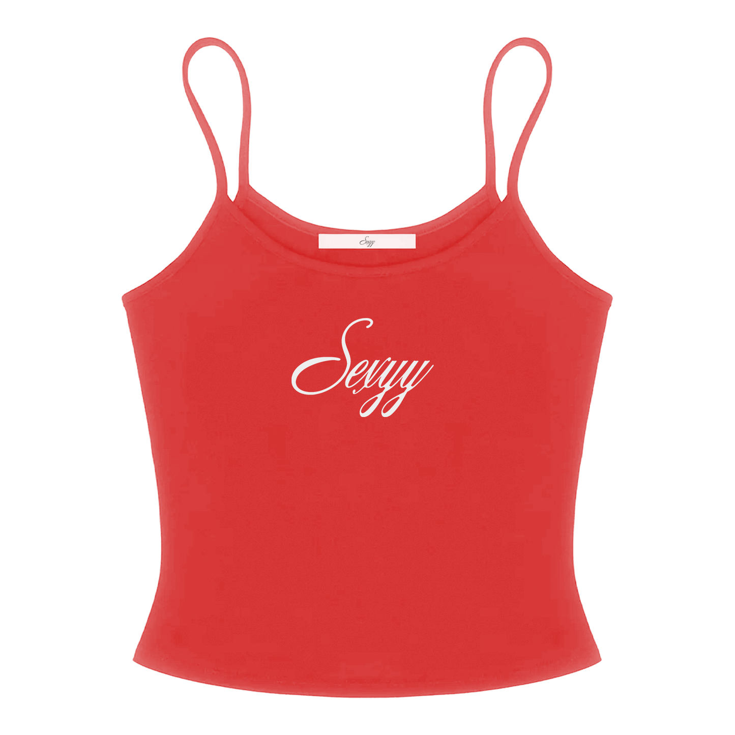 SEXYY EMBROIDERED SPAGHETTI TANK RED